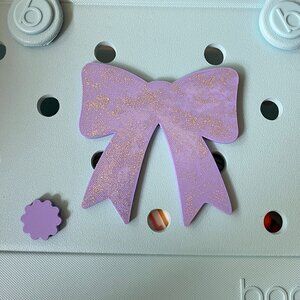 Lavender Bow Bogg Charm with Glitter-Screw Back-New